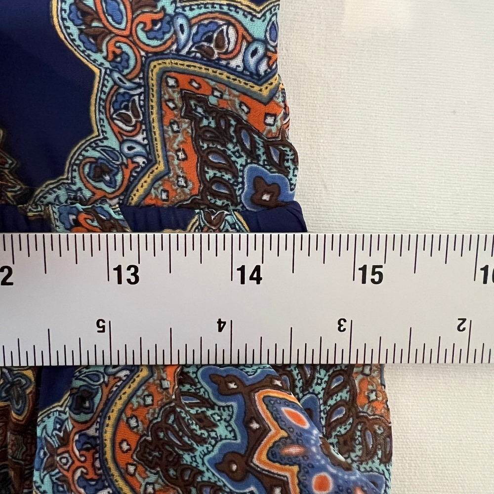 Doe & Rae Maxi Dress Women Medium Blue Medallion Paisley Boho V-Neck Lined 3633D - Picture 9 of 10